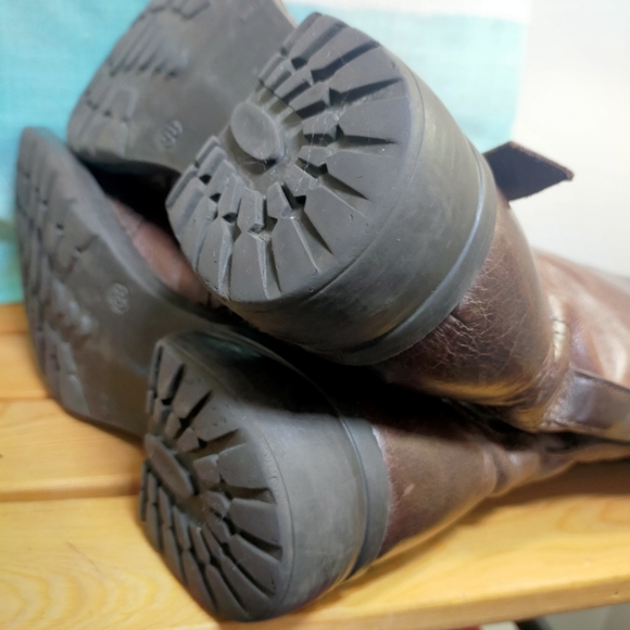 United Colors of Benetton Y2K Brown Leather Zip Up Mid Calf Boots - Picture 8 of 13